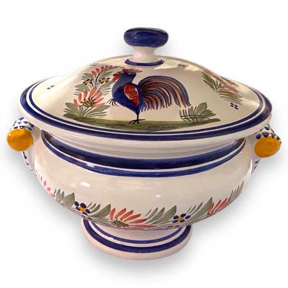 Henriot Quimper Soup Tureen Server Rooster/Coq France C1970 D465